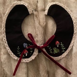 Frog and Mushroom Lace Collar Necklace